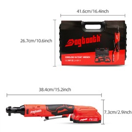 dogtooth Cordless Electric Ratchet Wrench Set, 45Ft-lbs, 400 RPM, Brushless,Variable Speed Trigger,Compatible with Makita 18V Battery, 2 * 2.0 Ah Battery And Charger in Carryin Box