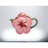 Fine Porcelain Pink Hibiscus Flower Teapot, 6 3/4" L