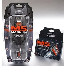 M5 Magnum 5 Razor Blades with Trimmer, 4 Catridges + Razor + Travel Case