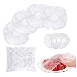 Grantop Pack of 100 Food Storage Bags, Disposable Elastic Food Storage Covers, Plastic Food Covers for Food Storage/Fruit Preservation/Shower Caps