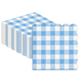 Papierservietten, Gingham-Muster, gewellt, Cocktail-Servietten für Restaurant, Bar, Picknick, Tee, Geburtstagsparty, Tischdekoration, 50 Stück