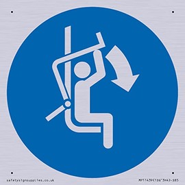 S85 Schild mit Aufschrift "Mandatory: Close Safety Bar of Chairlift", 85 x 85 mm