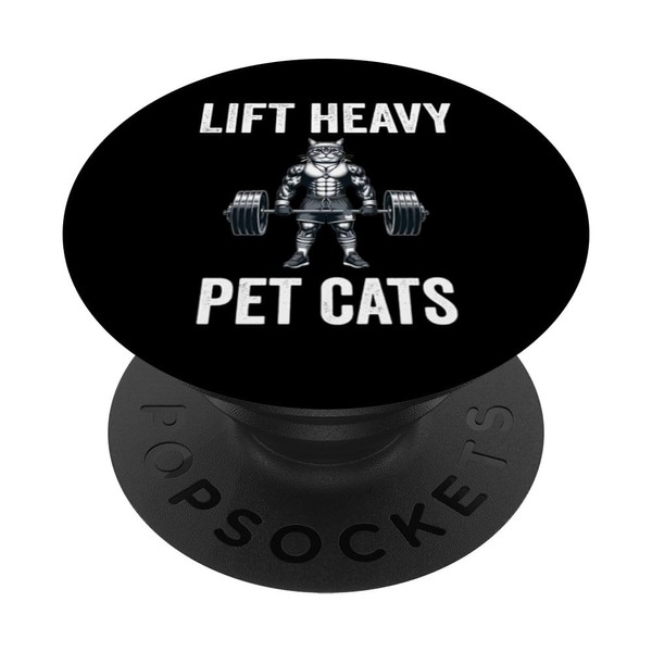 Lift Heavy Pet Cats Funny Gym Workout Weight Lifter PopSockets