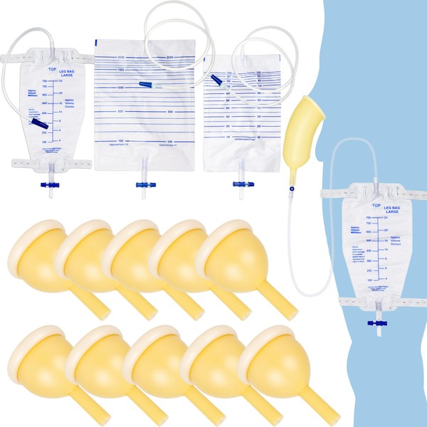 10 Pack Latex Catheter Set with 2*Drainage Bags(2000ml&1000ml) 1 *