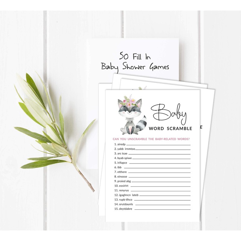 Inkdotpot Set Of 50 Baby Shower Word Scramble Game Cards