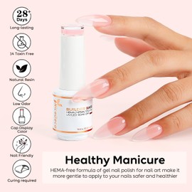Nicedeco Builder Nail Gel 15ML 8 in 1 Builder Base Gel Clear Gel Nail Polish Strengthener Gel Hard Gel Builder Extension Nail Gel for Nail Art Design-012