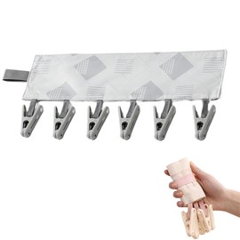 QEZEZA Folding Hanger for Travel, Cloths, Foldable, Portable, Laundry Dryer, Travel Hanger, Hat Hanger, 6 Clips, Lightweight, Storage, Convenient, Durable, Non-Slip, Space Saving, Multi-functional