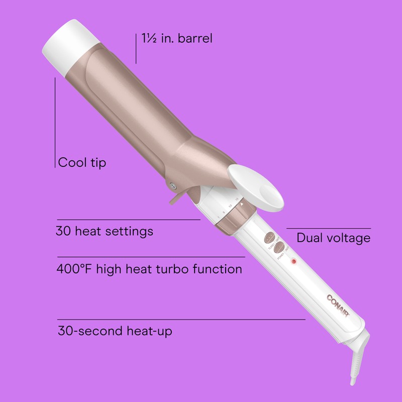Conair Double Ceramic 1 ½-Inch Curling Iron, 1 ½-Inch Barrel