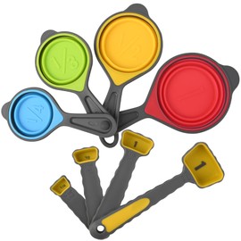 Nstezrne Collapsible Measuring Cups and Spoons Set, Silicone Measuring Cups and Spoons, Plastic Measuring Cup Set, Kitchen Dry Measuring Cups Cute, Camping measuring Cups Collapsible Measure Cups