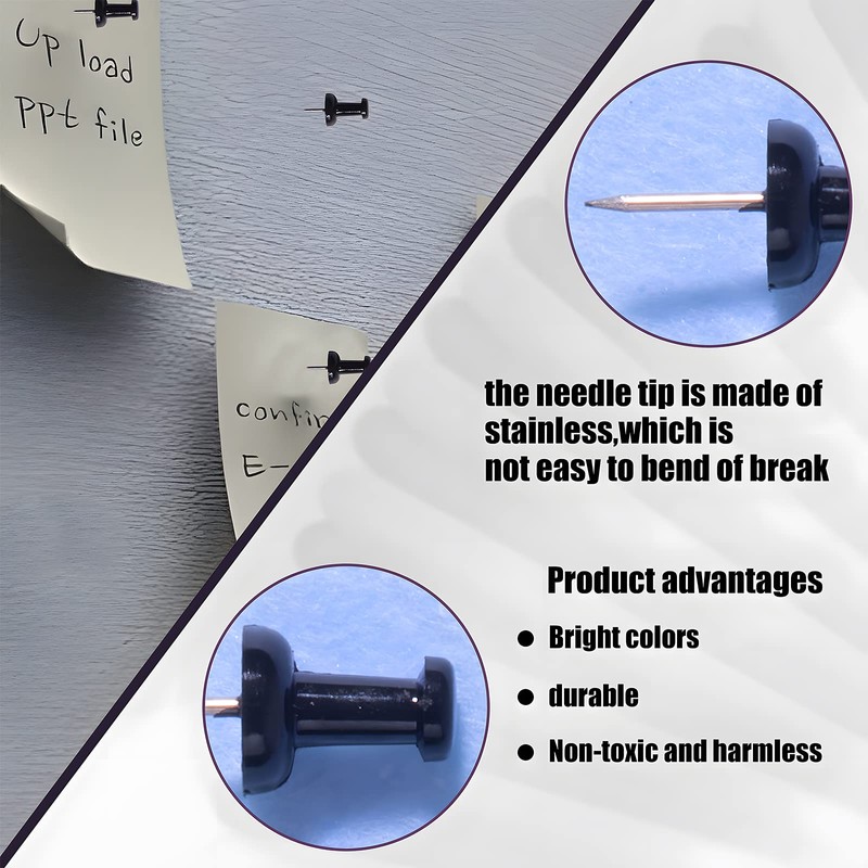 VAPKER Push Pins 120Pcs Solid Black Thumb Tacks Larger Size