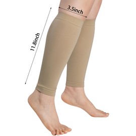 HOVEOX 4 Pairs Calf Compression Sleeves for Men and Women Leg Sleeves Footless Compression Socks for Running Cycling Sports (4, Black and Nude)