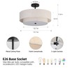 18" Semi Flush Mount Ceiling Light with Fabric Lampshade Modern