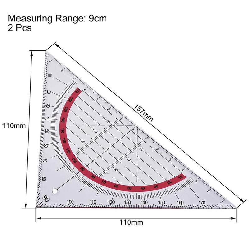 TA-VIGOR 2Pcs Triangle Ruler, 45 Degrees Woodworking Speed Square Metric,