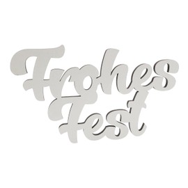 Melis Decorative Lettering "Frohes Festival" - Christmas Wooden Christmas Decoration in White - 20 cm