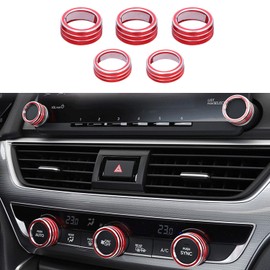 Ramecar for Accord Climate Control Switch AC Knob Sound Volume Button for 10th Gen Honda Accord Sedan Sport EX EX-L LX 2018 2019 2020 2021 2022, Aluminum red, 5pcs