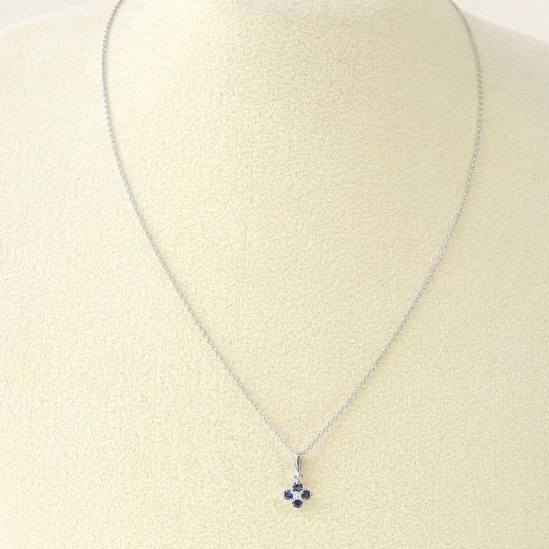 [You and My Jewelry Box] SV925 Natural Sapphire Clover Petite