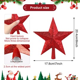 LETTERASHQP Small Christmas Tree Topper, Star Christmas Tree Topper, 20 cm, Mini Christmas Tree Topper, Treetop Christmas Decoration for Holiday Decoration or Home Decoration (Red)