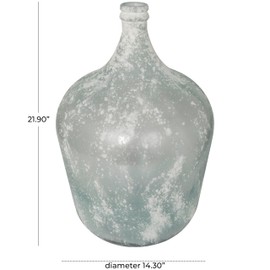 Deco 79 Recycled Glass Handmade Decorative Vase Frosted Spanish Bottle Centerpiece Vase, Flower Vase for Home Decoration 14" x 14" x 22", Clear