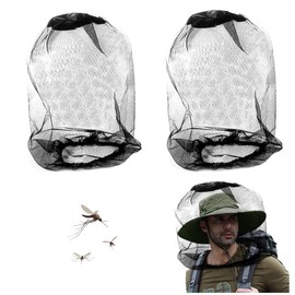 Garegce Garegce 2 Pieces Mosquito Head Net Hat, Fine Nylon Mesh Face Cover, Mesh Bug Netting, Face Neck Netting Cover for Outdoor Hiking Camping Climbing Fishing and Walking - Black