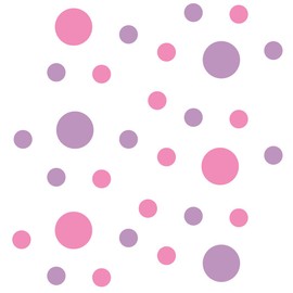 Set of 30 - Pink / Lilac Circles Polka Dots Vinyl Wall Graphic Decals Stickers