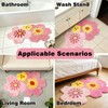 Livcoz Pink Yellow Floral Microfiber Bathroom Rugs 30''x20''