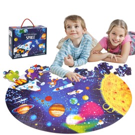 NANXJIUR Floor Puzzle for Kids Ages 4-8, Solar System Jigsaw Puzzles, 205 Piece Space Large Puzzles for Toddler Ages 3-5, Preschool Learning Planets Toys Christmas Birthday Gift for Boys Girls