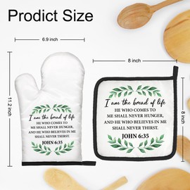 DYJYBMY I Am The Bread of Life Bible Verse Oven Mitts and Pot Holder Set, Farmhouse Kitchen Decor, Christian Birthday Gifts for Chef Friend, Baking Gifts for Women Mom Aunt Sister BFF, Hostess Gifts