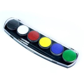 Bodypainting Facepainting set of water colors - 6 Colors (6x10g) + 2 brushes