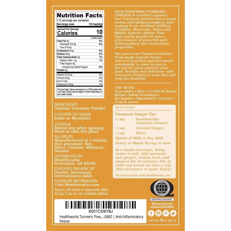 Organic Turmeric Powder Polvo Orgánico de Cúrcuma - Curcuma Organica