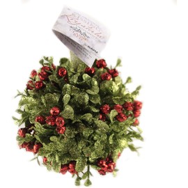 Ganz 5 Inch Mistletoe Kissing Ball Ornament,Red,5" Dia.