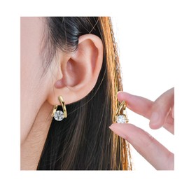 Halolux Lymphvity Germanium Earrings for Women Halolux Lymphatic Germanium Earrings Atheniz Lymphatic Earrings Dainty CZ Zircon Acupressure Earrings Lymphatic Drainage Earrings (Gold)