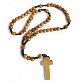 Holy Land Olive Wood Rosary - Handcrafted Prayer Beads with Wooden Cross, Made in Bethlehem & Jerusalem with Certificate of Authenticity