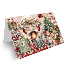 Winter Critter Bull Terrier Dog Greeting Cards - Adorable Pets Invitation Cards with Envelopes - Pet Artwork Christmas Greeting Cards (10 Greeting Card)