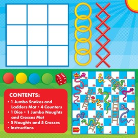 abeec Jumbo 2 in 1 Outdoor Games - Snakes and Ladders Game for Kids and Noughts and Crosses - Giant Games for Garden - Fun Garden Games for Children - Summer Giant Lawn Games