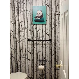 TX-Arts Birch Tree Peel and Stick Wallpaper Shiplap Black/White Removable Wallpaper Self Adhesive Wallpaper Waterproof and Shelf Liner Home Decoration 17.7" x 118"