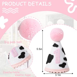 YOUAME Cow 1st Birthday Hat - Cow Themed 1st Birthday Party Decorations,Red Glitter First Birthday Crown Outfit,Boys Girls Baby Show Decor,One Fun Cow Themed Party Hat