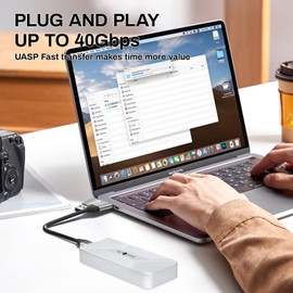 NVMe Enclosure 40Gbps, SETMSPACE M.2 NVME SSD Enclosure USB C Aluminum, Compatible with Thunderbolt 3/4, Support NVME M.2 2280 M-Key, Up to 4TB(Silver)