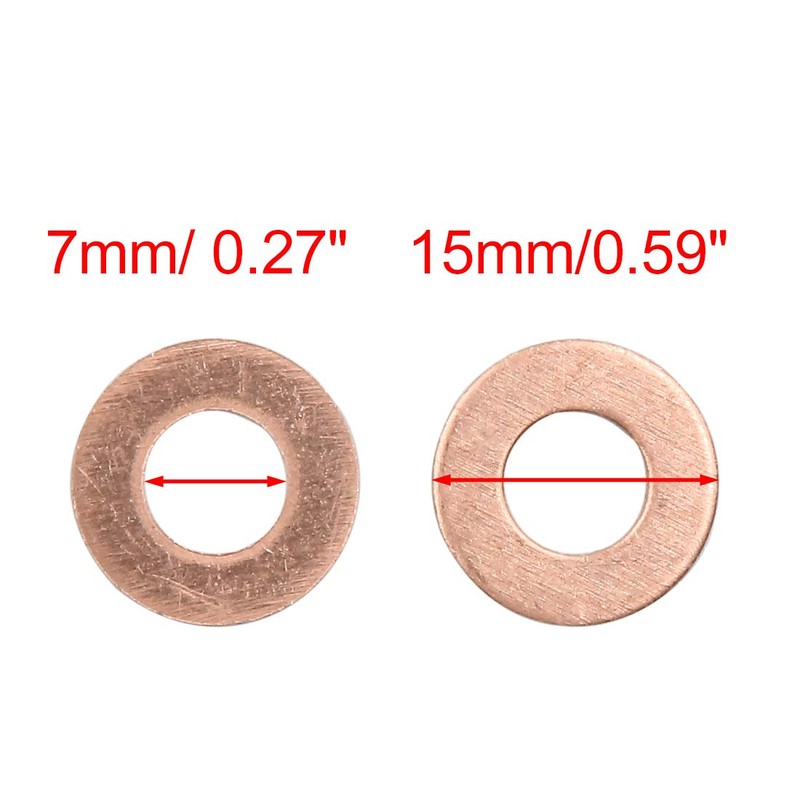 sourcing map 10 x 7 mm Inner Diameter Copper Washer
