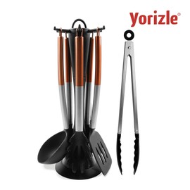 요리즐 Copper Temptation Kitchen Tool Cooking Utensil Set 7-Piece with Tongs