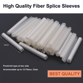 Preshurnk Ribbon Mass Fiber Optic Fusion Splice Protection Sleeves 40mm,Accommodate up to 12 Fibers Clear-100pcs