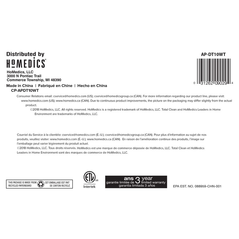 Homedics TotalClean Desktop Air Purifier – 360-Degree HEPA Filter for