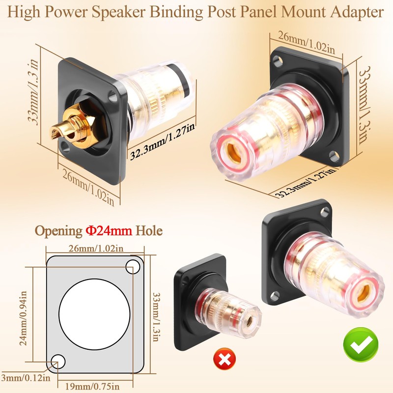 QIANRENON Speaker Large Terminal Block Panel Mount Adaptor High Power