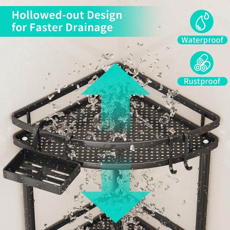 HapiRm Standing Corner Shower Caddy - 4 Tier Shower Organizer