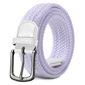LAKIDAY Braided Fabric Belt Elastic Stretch Belt for Men and Women High Quality and Comfortable Width 3.5 cm Length 100-130 cm, White