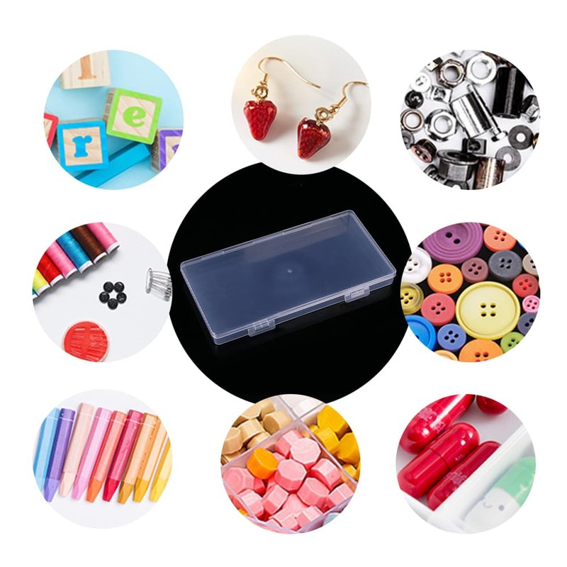 WYAN 4 Pcs Storage Boxes,Clear Plastic Beads Storage Containers Box,Rectangle