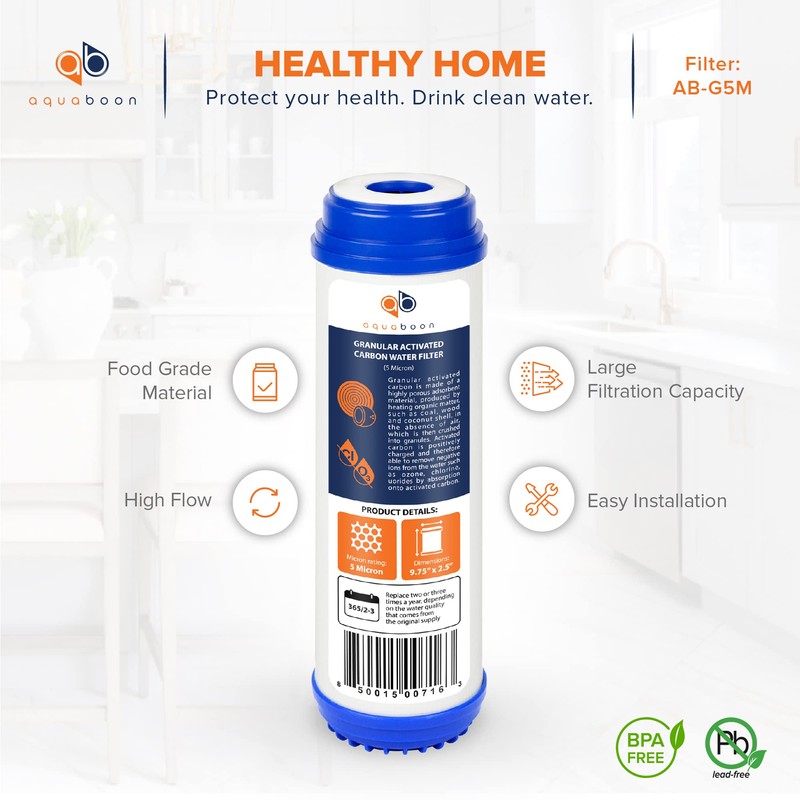 Aquaboon 5 Micron 10 x 2.5 Granular Activated Carbon Water