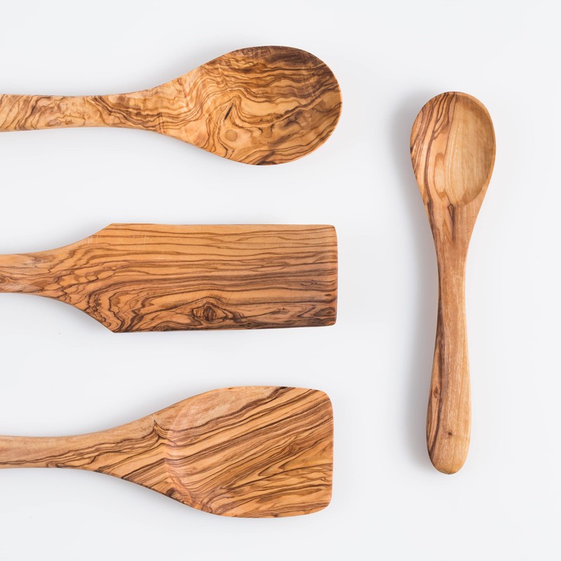 Darido Olive Wood Cooking Utensils Set of 3 with Extra