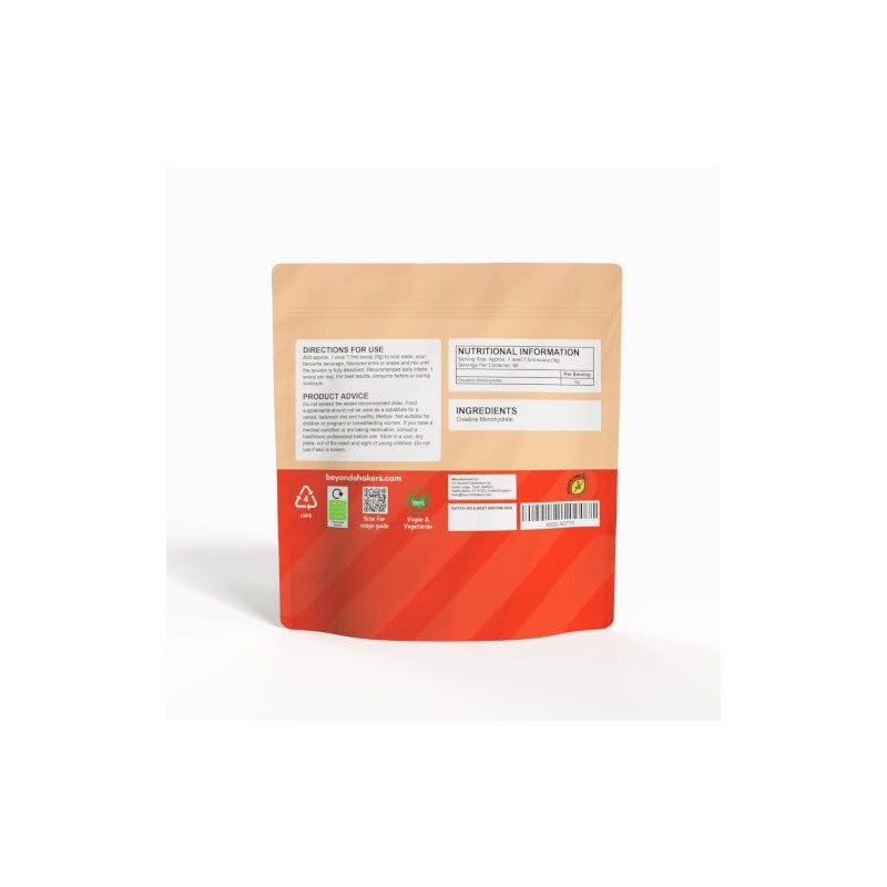 Beyond Creatine Monohydrate Powder, 99.9% Pure Micronised, Unflavoured, Vegan Friendly,