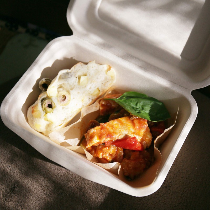 Disposable Eco Stylish Lunch Container Unbleached Mold Food Pack L