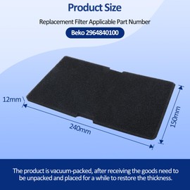 Set of 4 Filter Dryer Filter Replacement Parts for Beko Dryer 2964840100 Replacement Sponge Filter for Tumble Dryer Accessory Set 240 x 150 x 12 mm (Also for Grundig, Blomberg, Elektra-Bregenz)